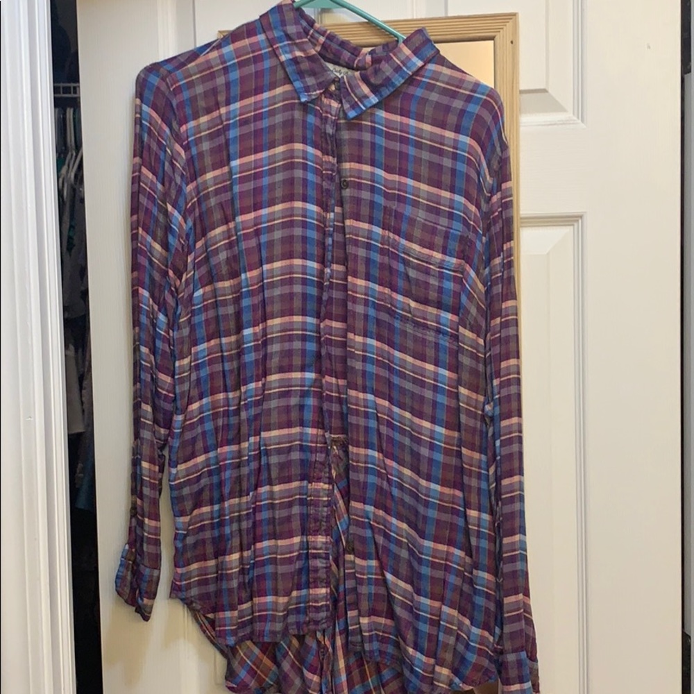 Lucky brand flannel shirt with button up back